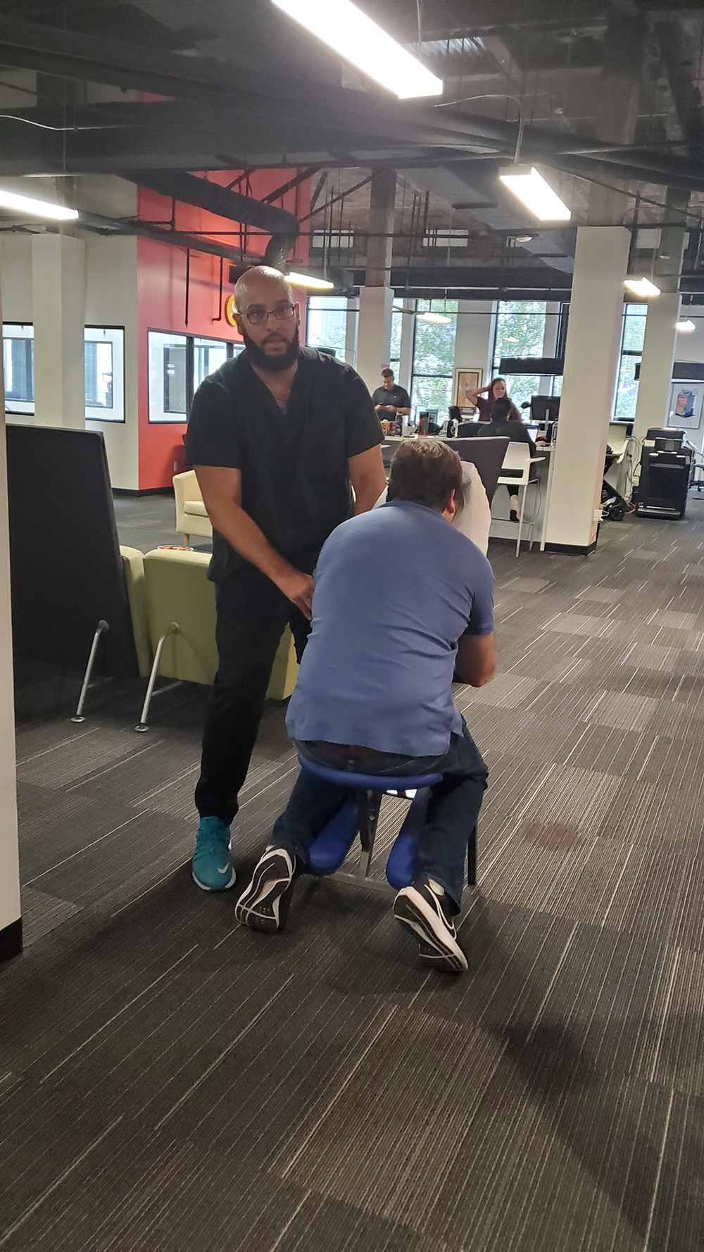 Chris at chair massage event